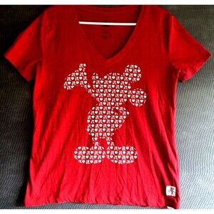Disney Women's Top Red Mickey Mouse I Love New York T-Shirt Size Small